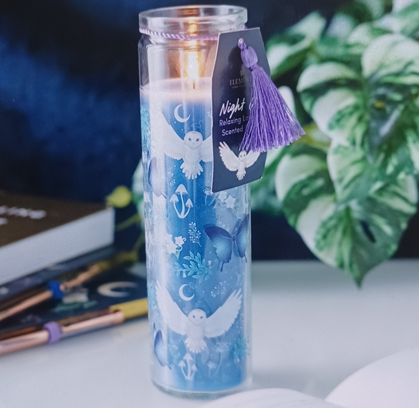 Night Owl Lavender Glass Tube Candle 70hrs Burn Time