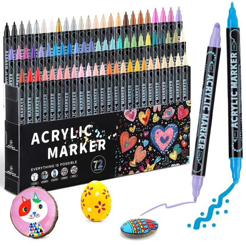 Dual Tip Acrylic Marker Pens set of 72