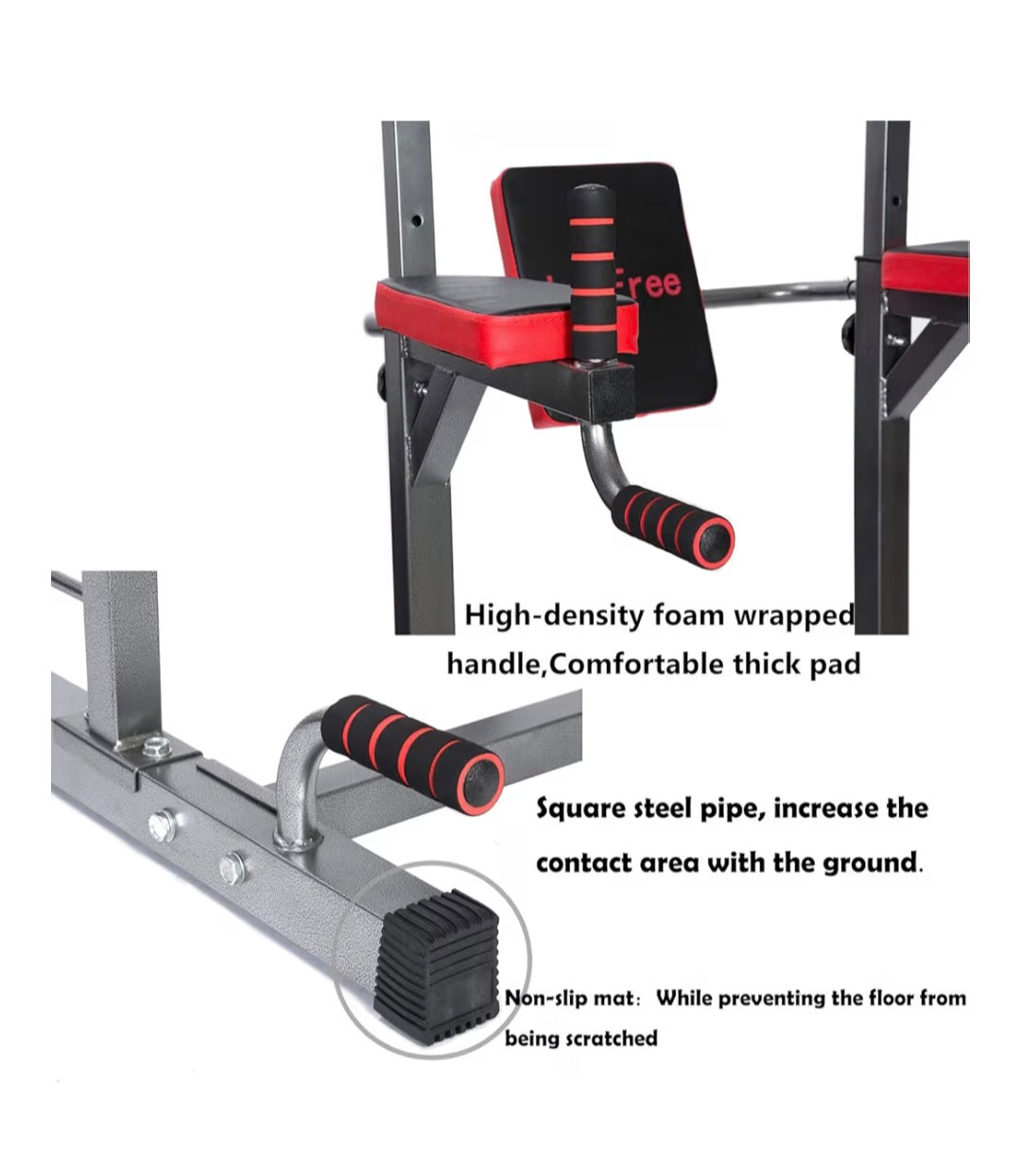 Lx Free Power Tower - Home Gym Adjustable Multi-Function Fitness Equipment Pull Up Bar Stand Workout Station