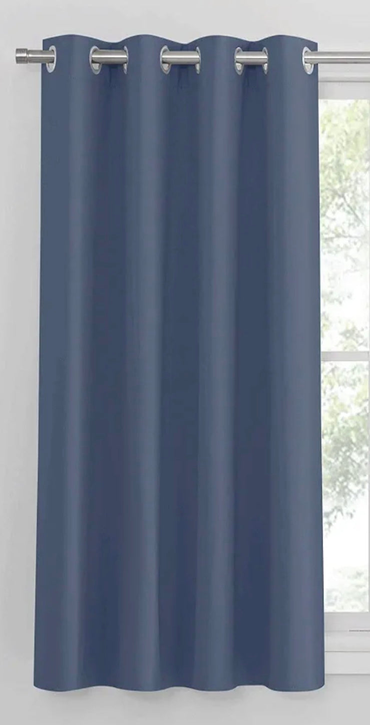 PONY DANCE Eyelet Blackout Curtain for Kitchen - Room Darkening Thermal Insulated Window Treatments Curtain for Boy's Bedroom, 52 inch x 54 inch, 1 Panel, Haze Blue