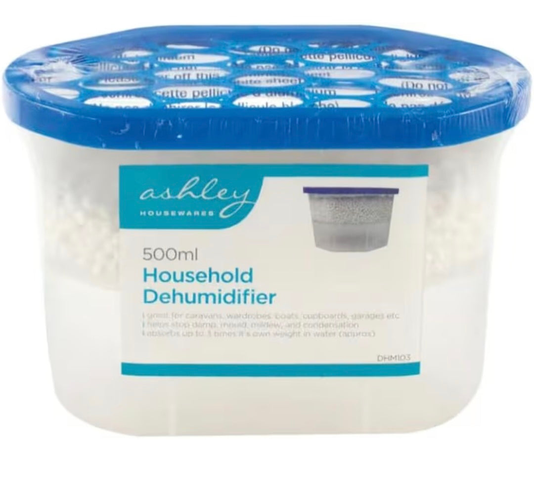 500ml Dehumidifier - Disposable Damp Absorber - Household Condensation Remover - Mini Dehumidifier For Mold and Damp - For Home, Car, Caravan, Office (500ml x1)