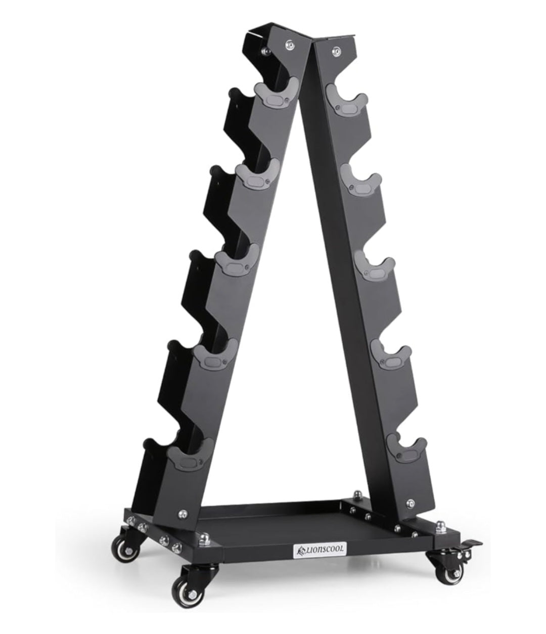 LIONSCOOL Premium Solid Steel Dumbbell Rack Stand Only, A-Frame Portable Weight Storage Organizer with Optional Tray and Wheels, Perfect for Home Gym Fitness Equipment Storage *ex display