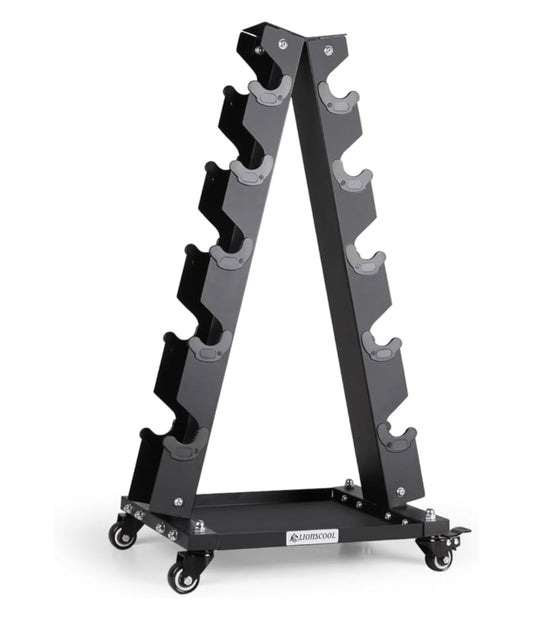 LIONSCOOL Premium Solid Steel Dumbbell Rack Stand Only, A-Frame Portable Weight Storage Organizer with Optional Tray and Wheels, Perfect for Home Gym Fitness Equipment Storage *ex display