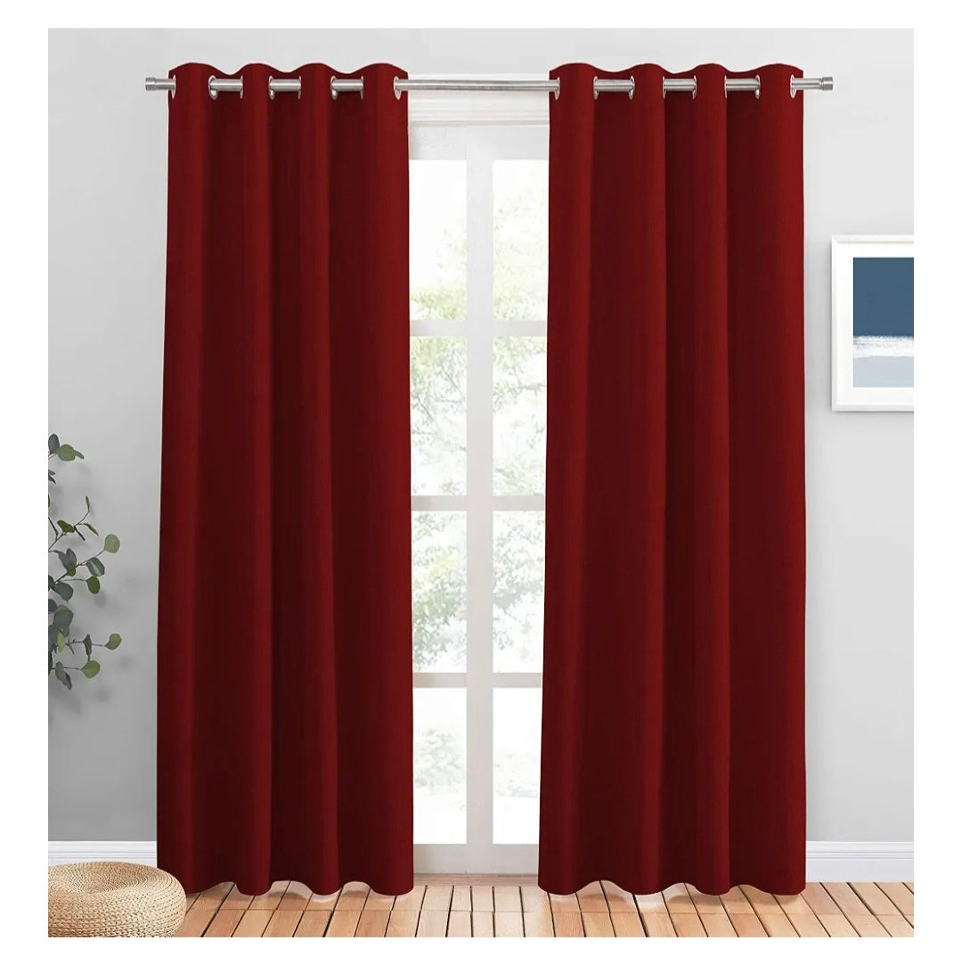 PONY DANCE Blackout Curtains for Christmas Decor - 84 Inch Length Thermal Curtain & Drapes Eyelet Top for Space Partition Window Panels for Home Decoration, 1 Pair, W 52" by L 84", Red