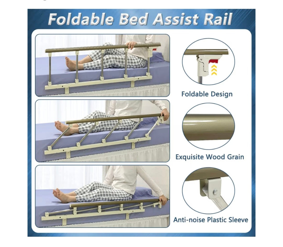 Bed Rail Guard Side Rails for Elderly Adults Seniors Assist Safety Handle Bedside Grab Bar Handicap Bed Railings Cane Care Equipment Home Medical Folding Handles