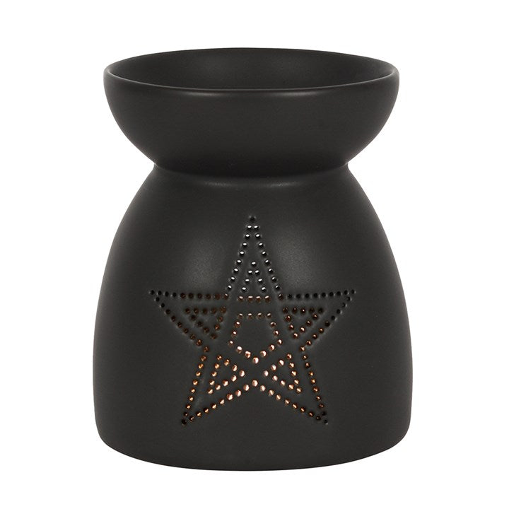 Black Pentagram Cut Out Ceramic Oil Burner