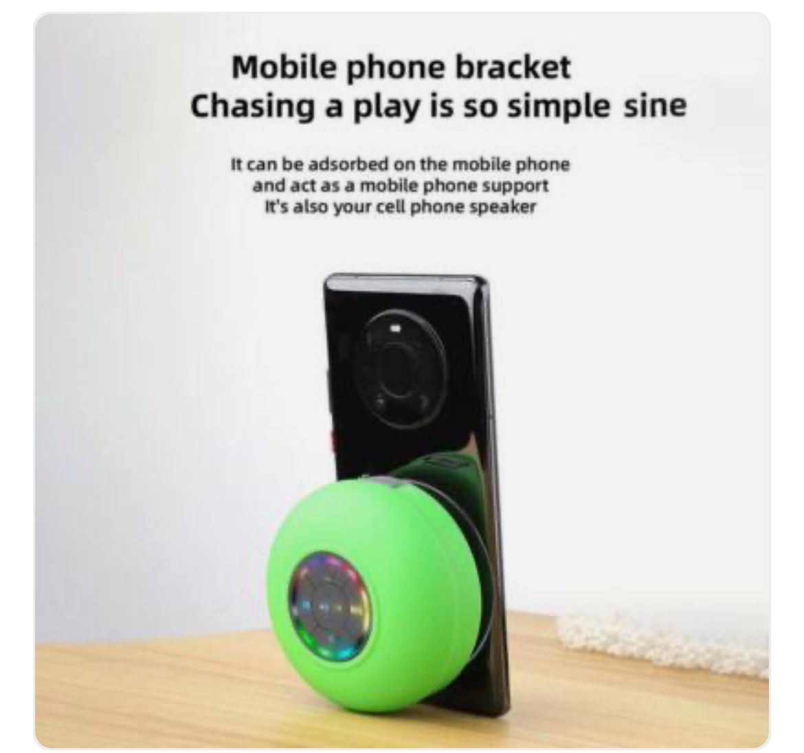 Bluetooth Waterproof Sucker Speaker with Built-in Mic & LED Light