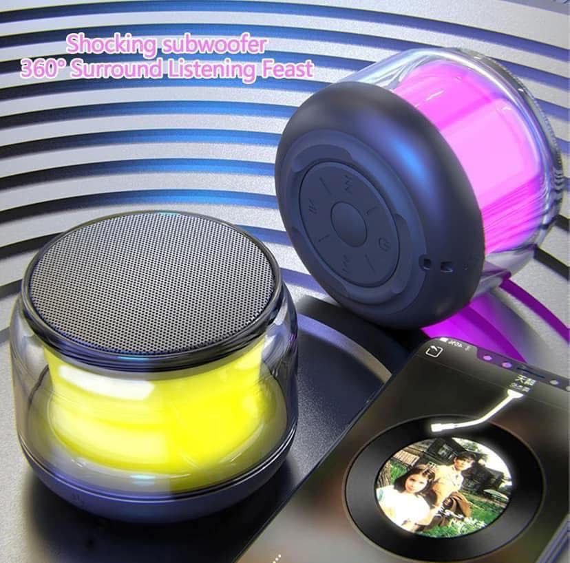 Portable Bluetooth Speaker, Mini Wireless Speakers Bluetooth 5.0 Outdoor Speaker with RGB LED Light, TWS Dual Pairing, TF Card Play Support, Party, Camping, Travel (Multicolour)