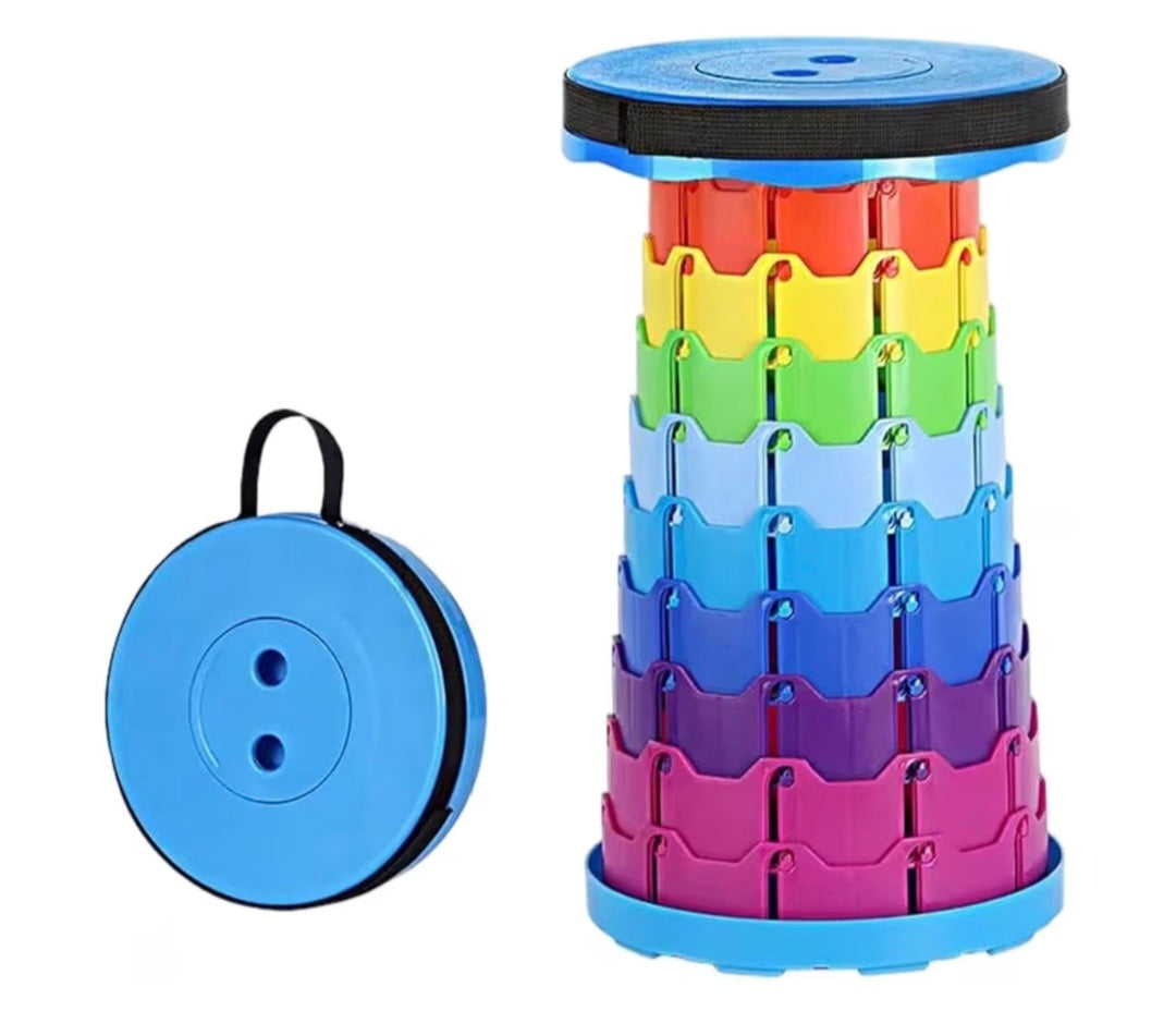 Round Rainbow Folding Stool - Portable Camping Stool | Lightweight Collapsible for Outdoor, Picnic, Beach, Travel, Hiking - Durable & Compact Design
