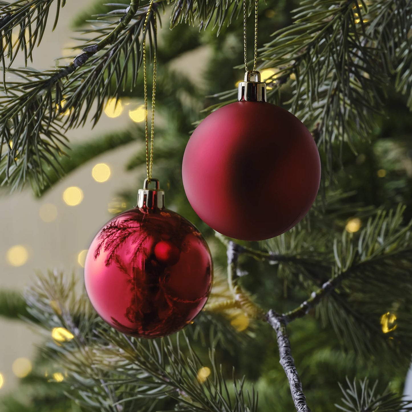 Red Plastic Round Christmas bauble set, Pack of 10 (D) 60mm