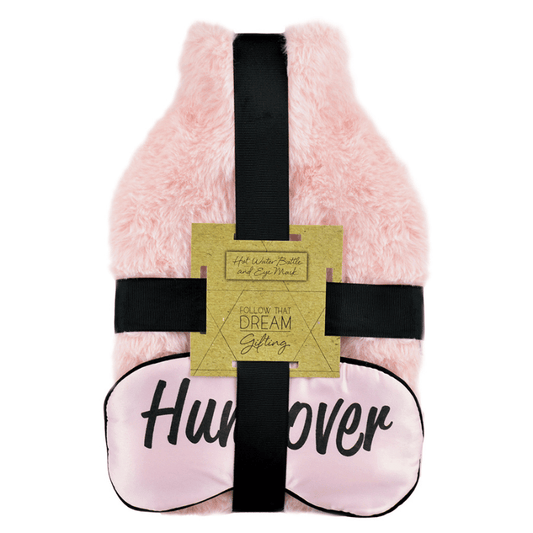 1.5 Litre Hot Water Bottle with Eye Mask 'Hungover' Slogan