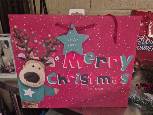 Boofle Merry Christmas Gift Bag with Tag Large