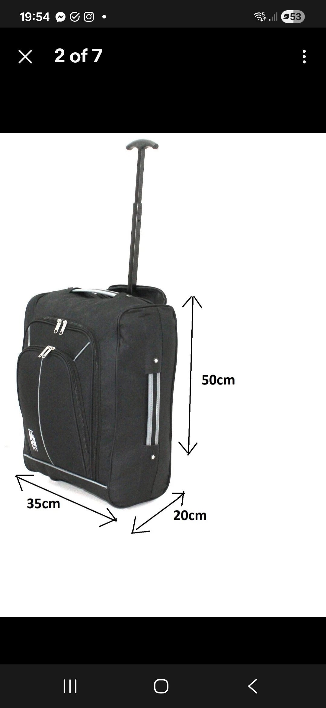 EZ Fly Cabin Case Hand Luggage Carry Bag 2 Wheel Lightweight Underseat Suitcase Blue