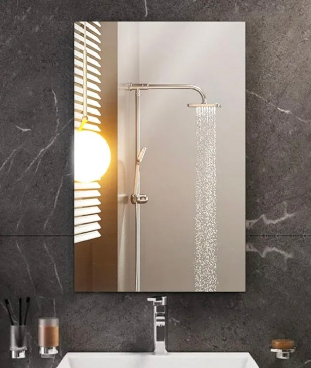 Sqinor 40x60cm Frameless Wall Mirror - Wall Mounted Horizontal or Vertical Rectangular Bathroom Mirror - Modern HD Glass Rectangle