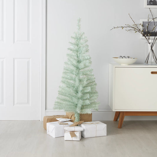 4ft Orelle Iridescent Green Light green Wrapped Full Artificial Christmas tree