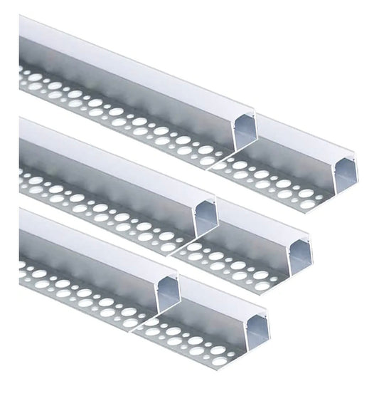 Besseto LED Tile Edge 6 Pack 3.3 ft/1 Metre Plaster Trim Edge LED Strip Aluminium Profile, Trimless Recessed Aluminium LED Tile Profile with Milky Diffuser and End Caps