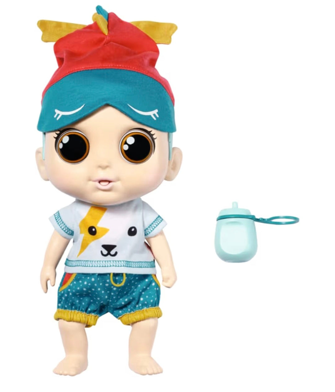 Zapf Creation Chou Chou Baby Mika, Blue Hair 905579 - 30cm Dolls with Movable Eyes with 25 Sound Effects For Toddlers - Extra Romper, Hat, Bottle & Dummy