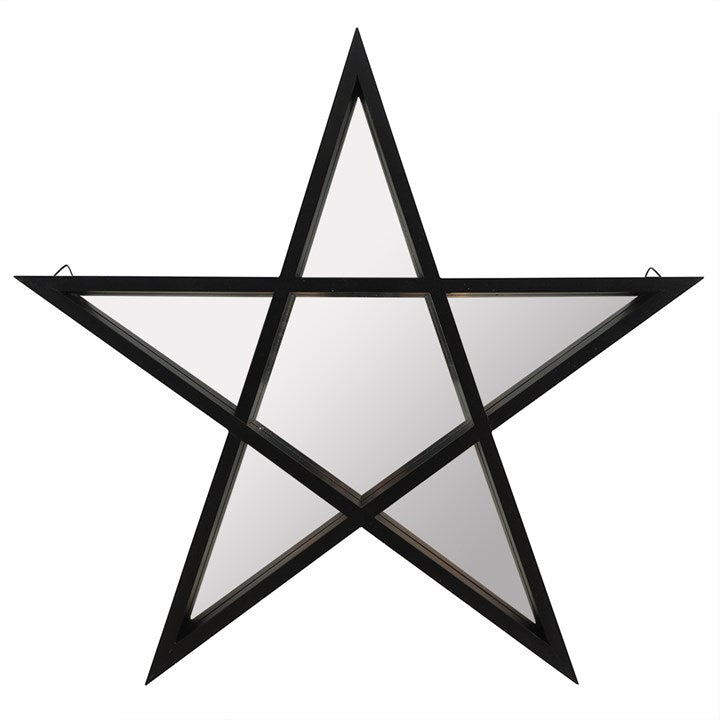 Black Pentagram MDF Shelf with Glass Mirror