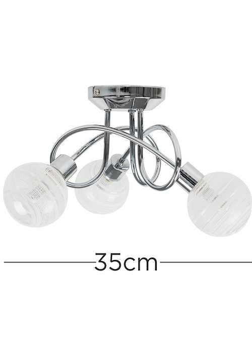 Maze 3 Way Cross Over Ceiling Light Swirl Shades Chrome