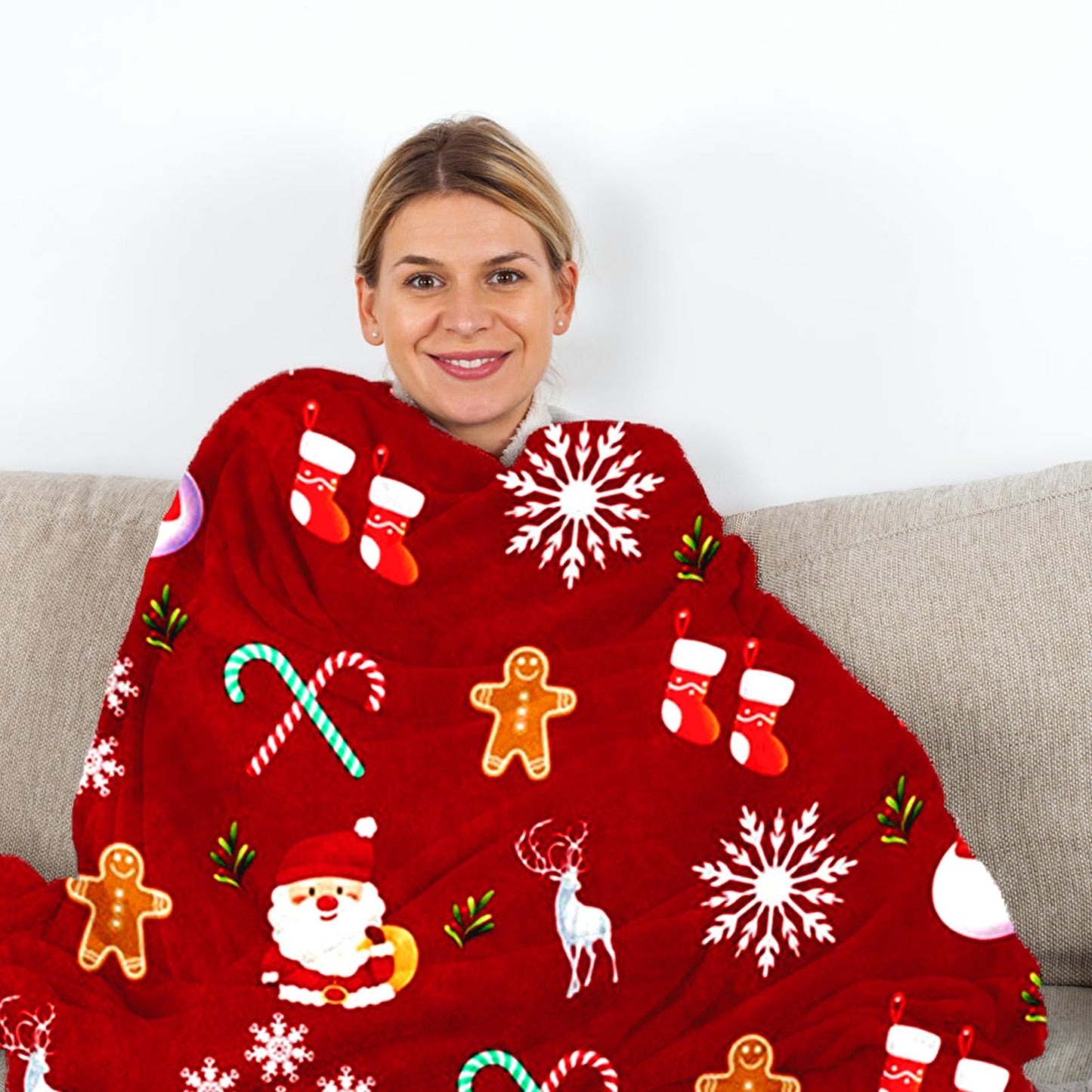Soft Christmas Festive Candy Cane Blanket 130x150CM