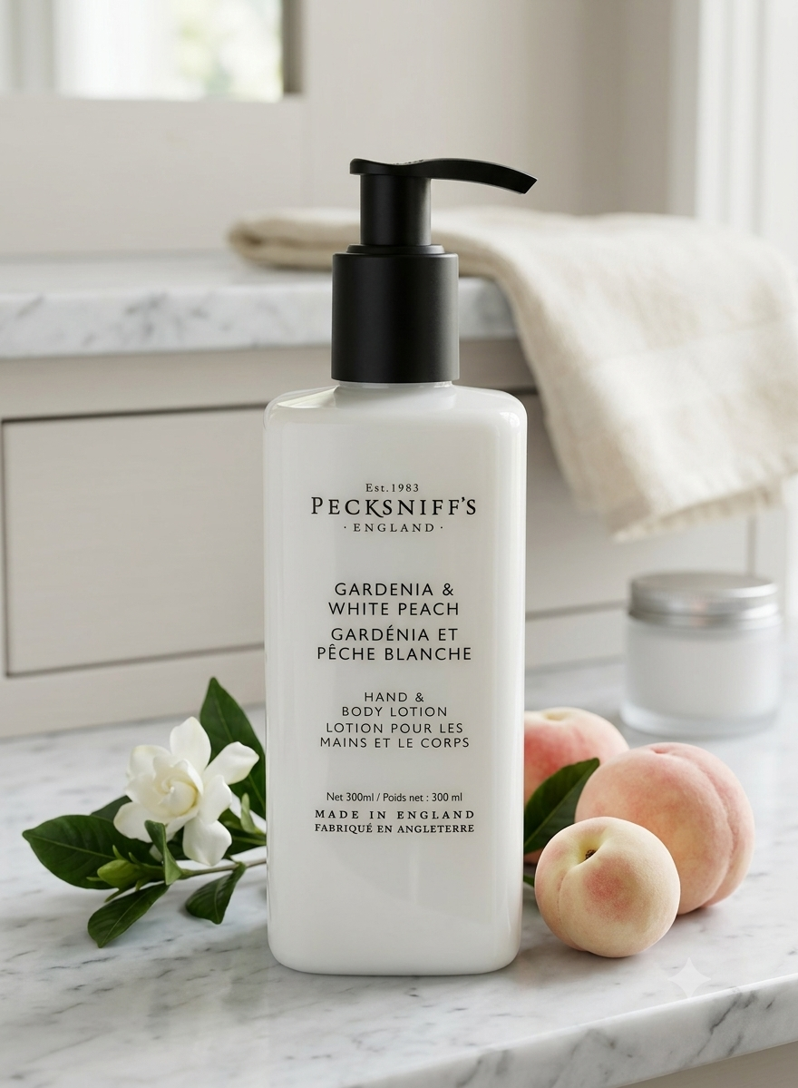 Pecksniff's Gardenia & White Peach Hand & Body Lotion 300ml