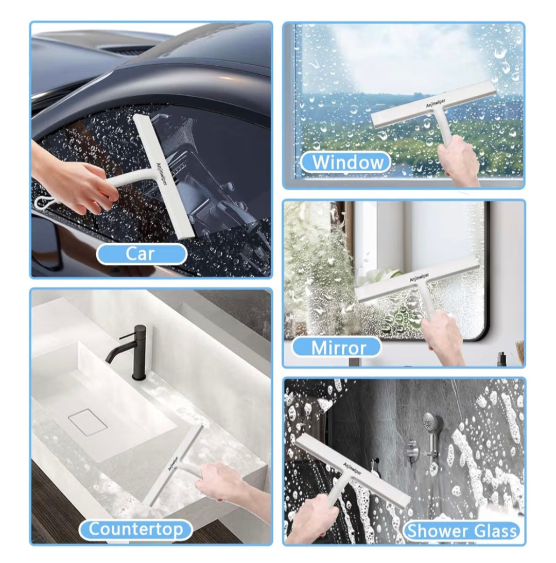 Window Squeegee Small screen wiper Cleaner Scraper Washer for Tile, Bathroom, Window, Car, Glass,8.6inch,White