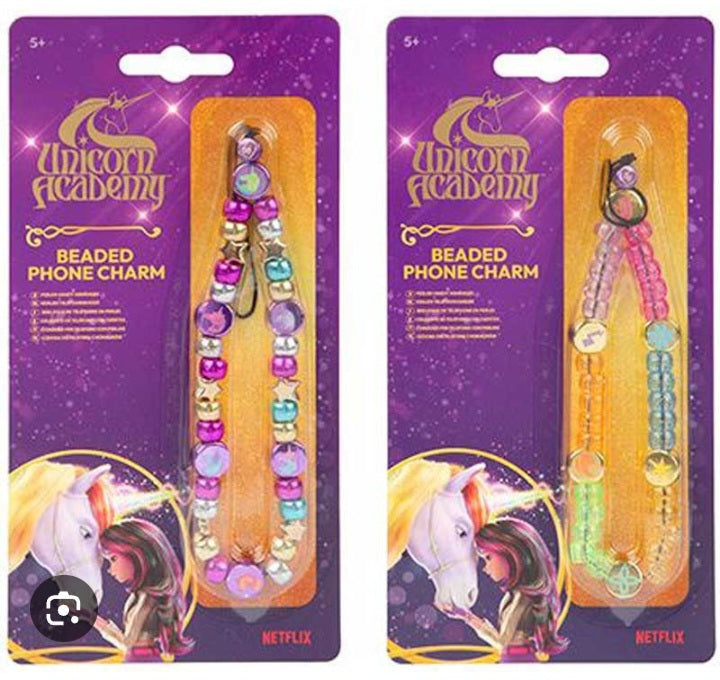 Unicorn Academy Beaded Phone Charm (Random Colour Provided)