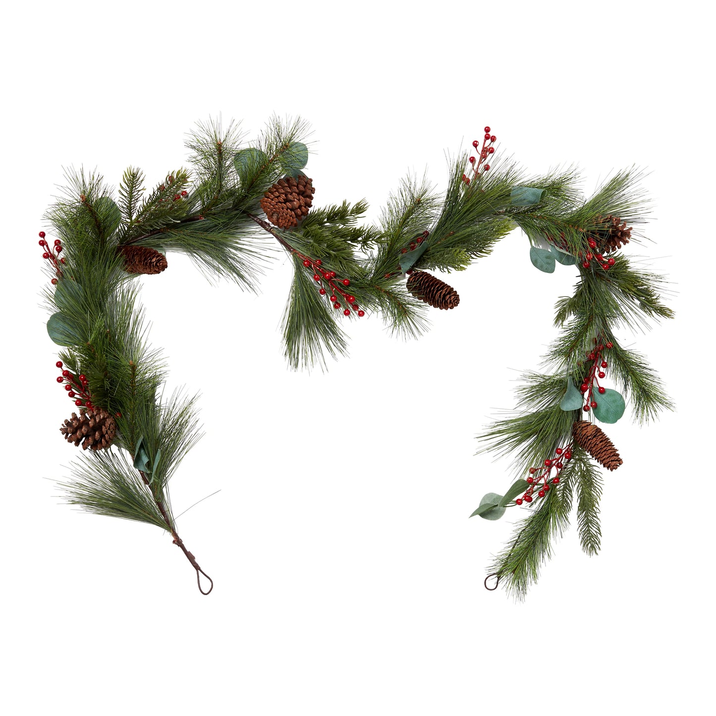 Green Red Berries & Pinecones Garland 1.8m