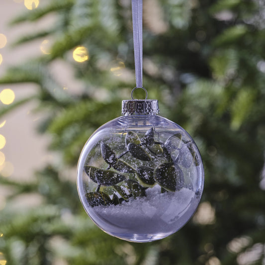 Clear Foliage Plastic Round Bauble (D) 80mm