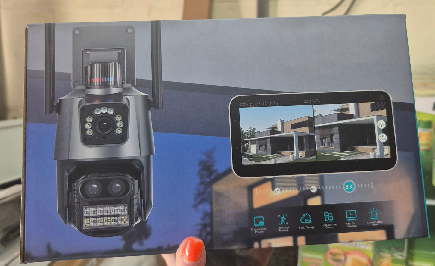 Dual Lens ICSEE Smart Wifi Camera Acousto Optic Alarm
Red/Blue Light Double Screen Preview Humanoid Tracking
Remote Control Video Zoom