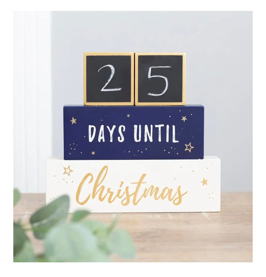 Countdown Until Christmas Stacking Blocks, Perfect for Tables and Shelves, Blocks Display Countdown Calendar to Xmas, Tabletop Ornaments for Home and Office Decorations