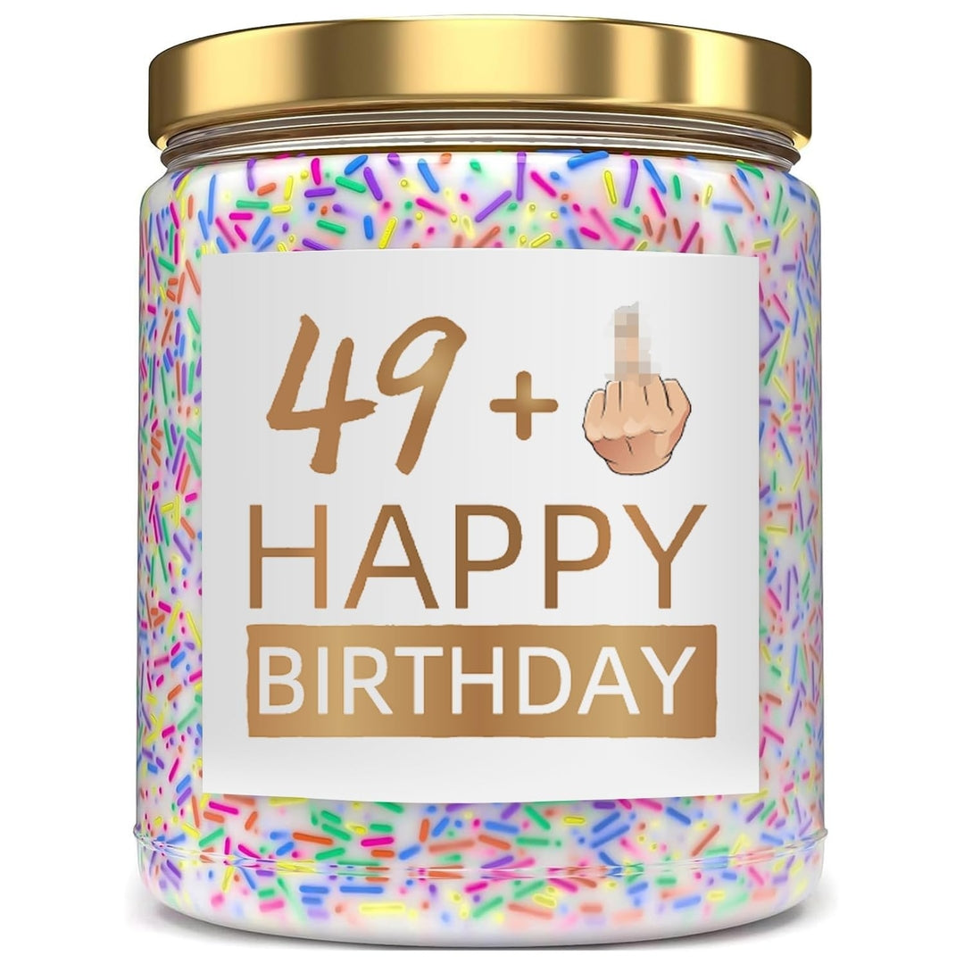 iTbxzzy 50th Birthday Candle - Gardenia & Cake Scent with Sprinkles, 9 Oz, Gift Box, Indoor Use, Long Lasting Burn, Novelty Candle