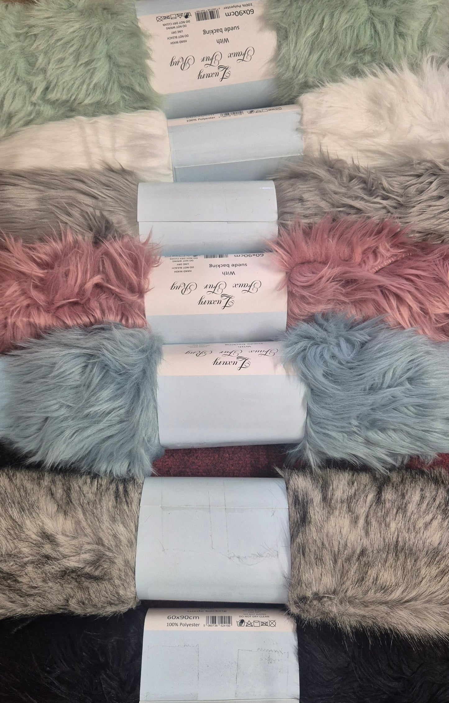 Luxury Faux Rugs 60x90cm, Suede Backing Various Colours