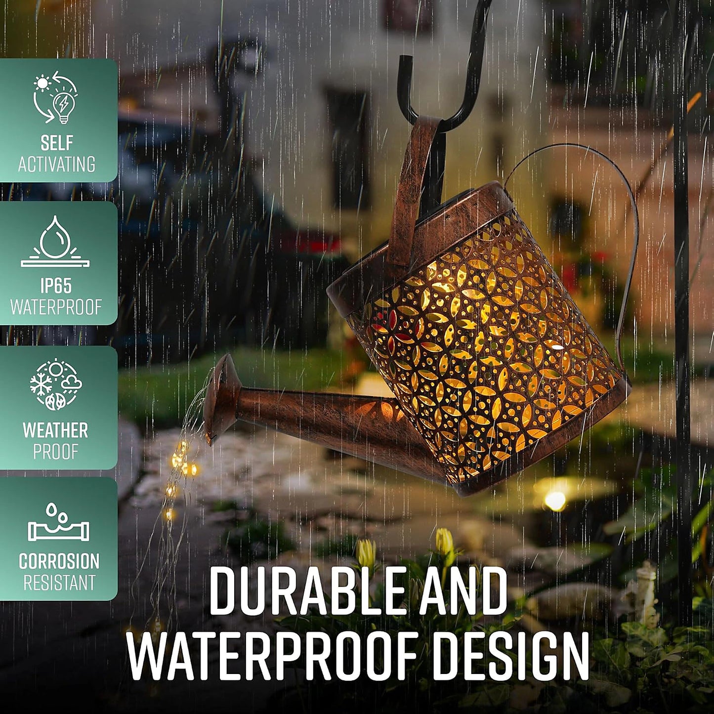 Solar Watering Can Garden Lights 48 LED Waterproof Outdoor Decorative Fairy Lights IP65