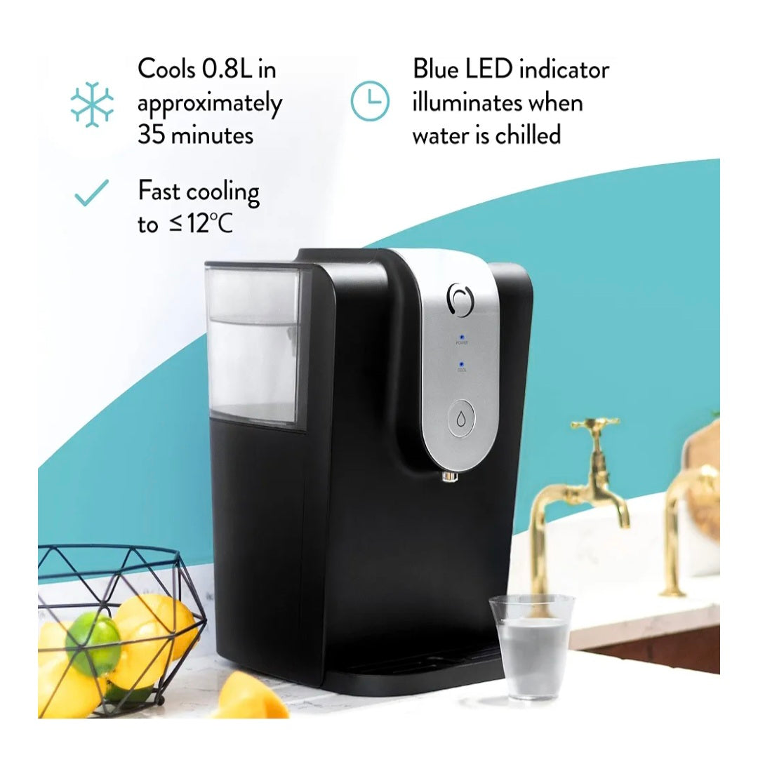 Aqua Optima Lumi Chilled Filtered Water Dispenser - Reduces Limescale, Microplastics, Chlorine & Lead with the Evolve+ Water Filter Cartridge - Countertop 8.2L Cooler for Home & Office