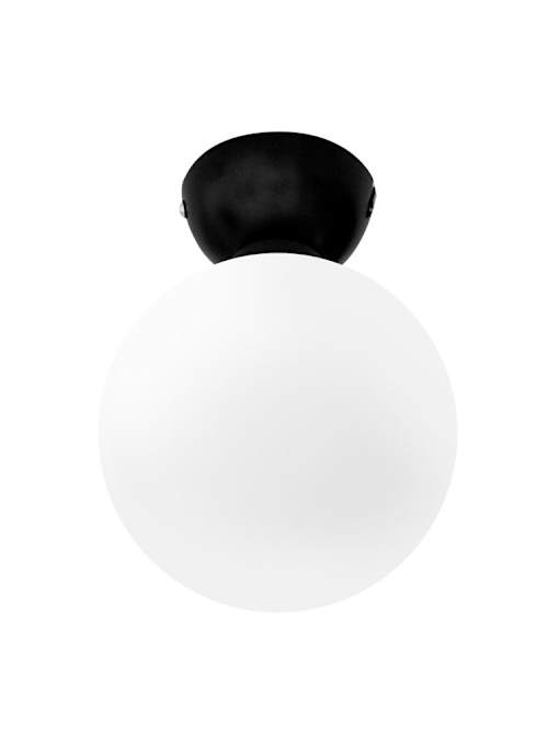 IP44 Matte Black Bathroom Ceiling Light with Glass Opal Shade