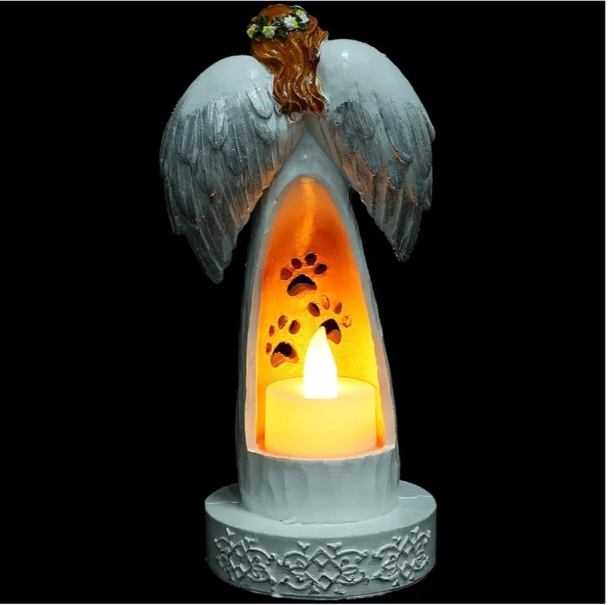 Warmhm Angel Figurine of Friendship for Dog Lovers Pet Friendship Guardian Angel Figurine Loss of a Dog Remembrance Sculpture for Grieving Pet Dog Owners (7.86X3.03X3.03 Inch)