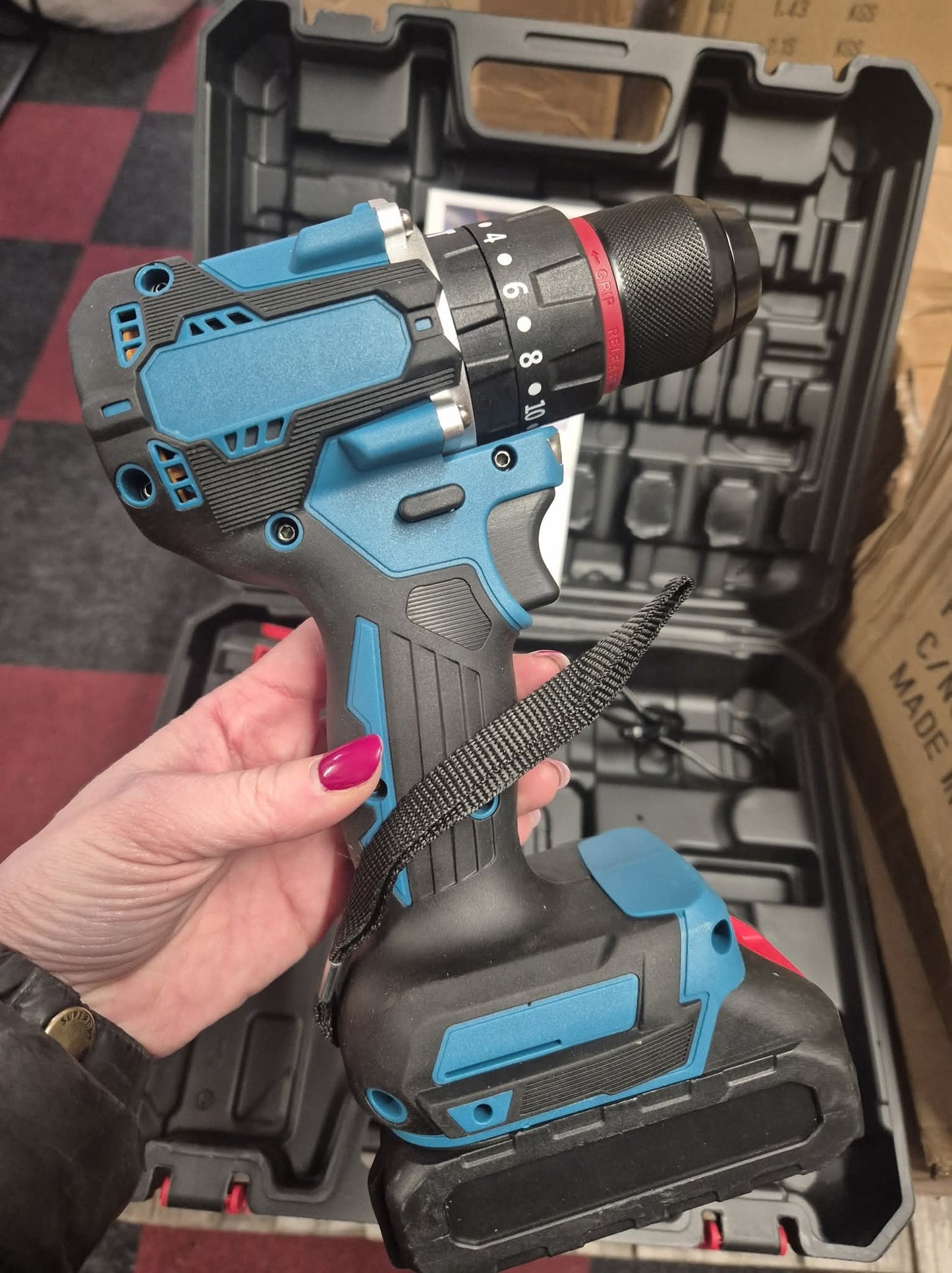Lithium Electric Drill with Torch, 2 x Battery, Charger & Case