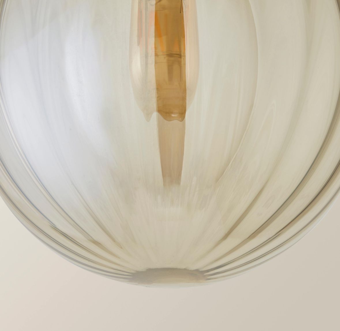 Chessy Amber Tinted Ribbed Glass Globe Easy Fit Ceiling Light Shade