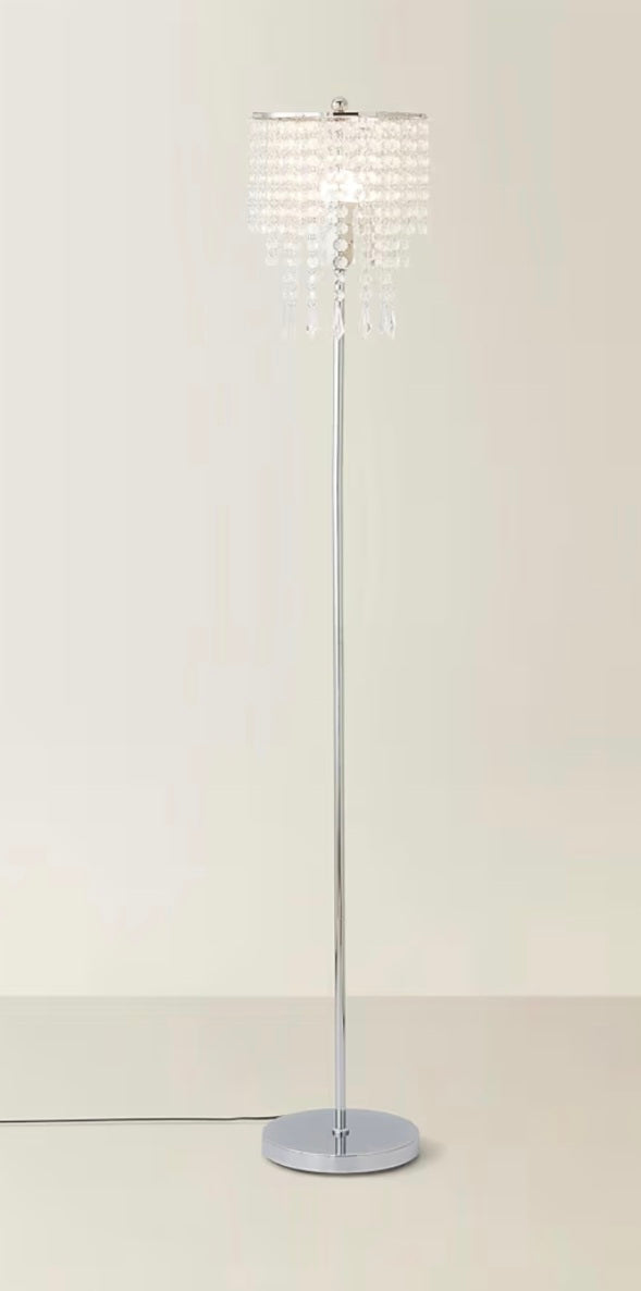 Modern Polished Chrome and Clear Acrylic Droplet Floor Lamp