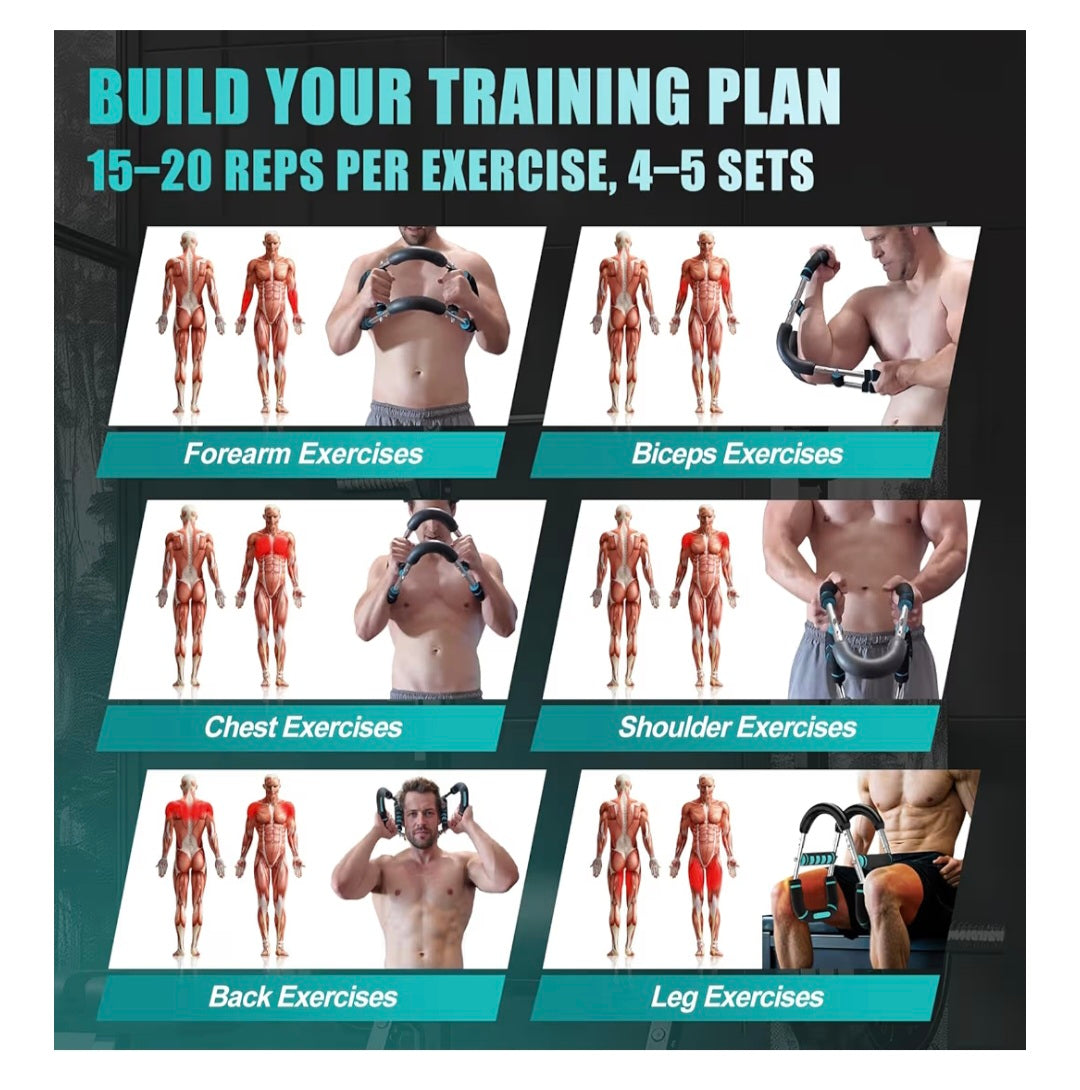 Twister Arm Trainer Adjustable 6 Resistance Levels Twister Arm Chest Exerciser for Men & Women with 4 Springs, Portable Body Workout Equipment, Detachable Design Home Anywhere