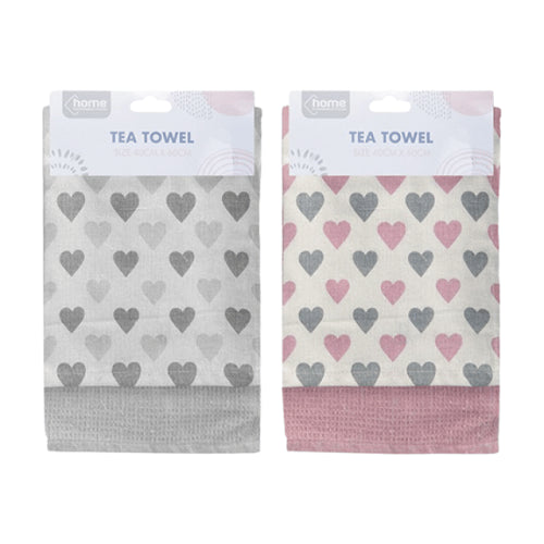 Heart Design Waffle Tea Towels 2 Pack