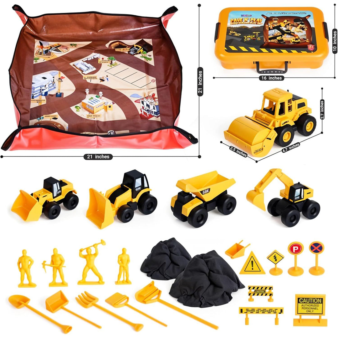 Pave and Play Construction Sand Set, Interactive Playmat for Mess-Free