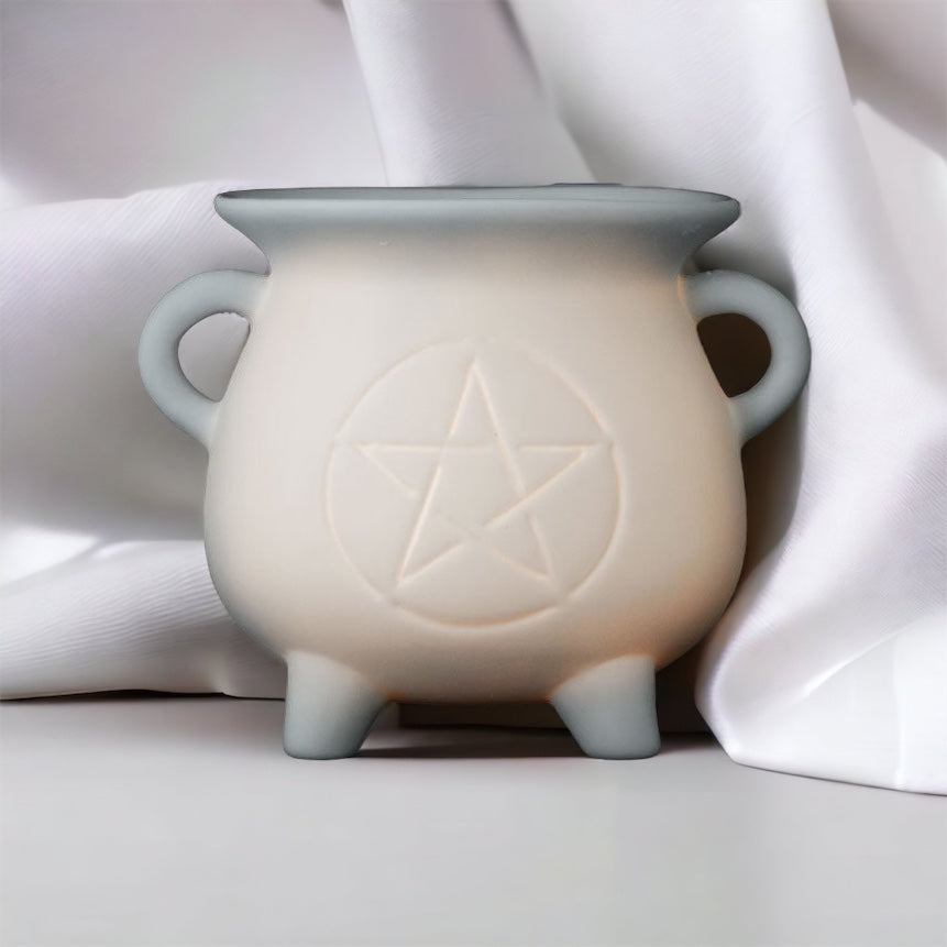 White Pentagram Cauldron Oil Burner