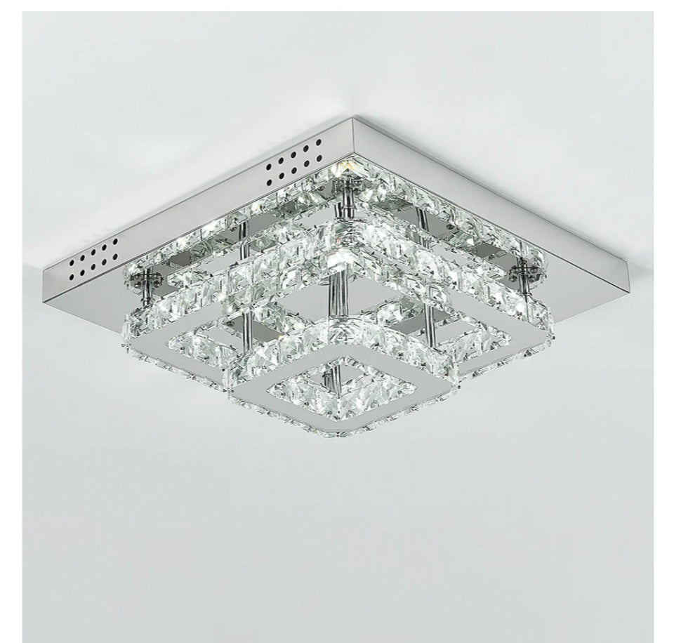 Livingandhome Square Large-size Glamourous Crystal LED Ceiling Light