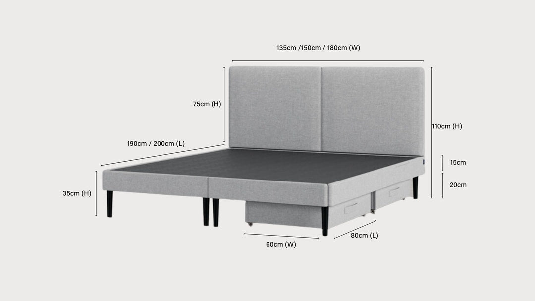 Emma Super King Light Grey Singature Beds with Tufted Headboard, 180x200