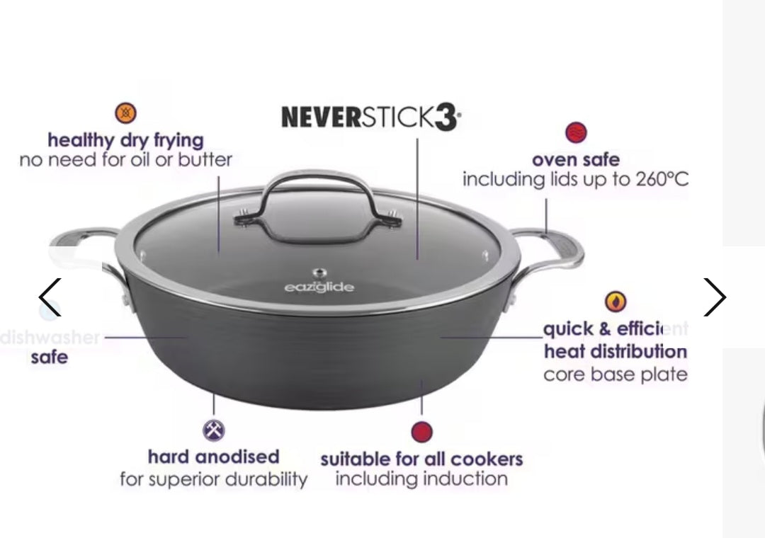 Eaziglide Neverstick2 28cm Shallow Casserole Pan