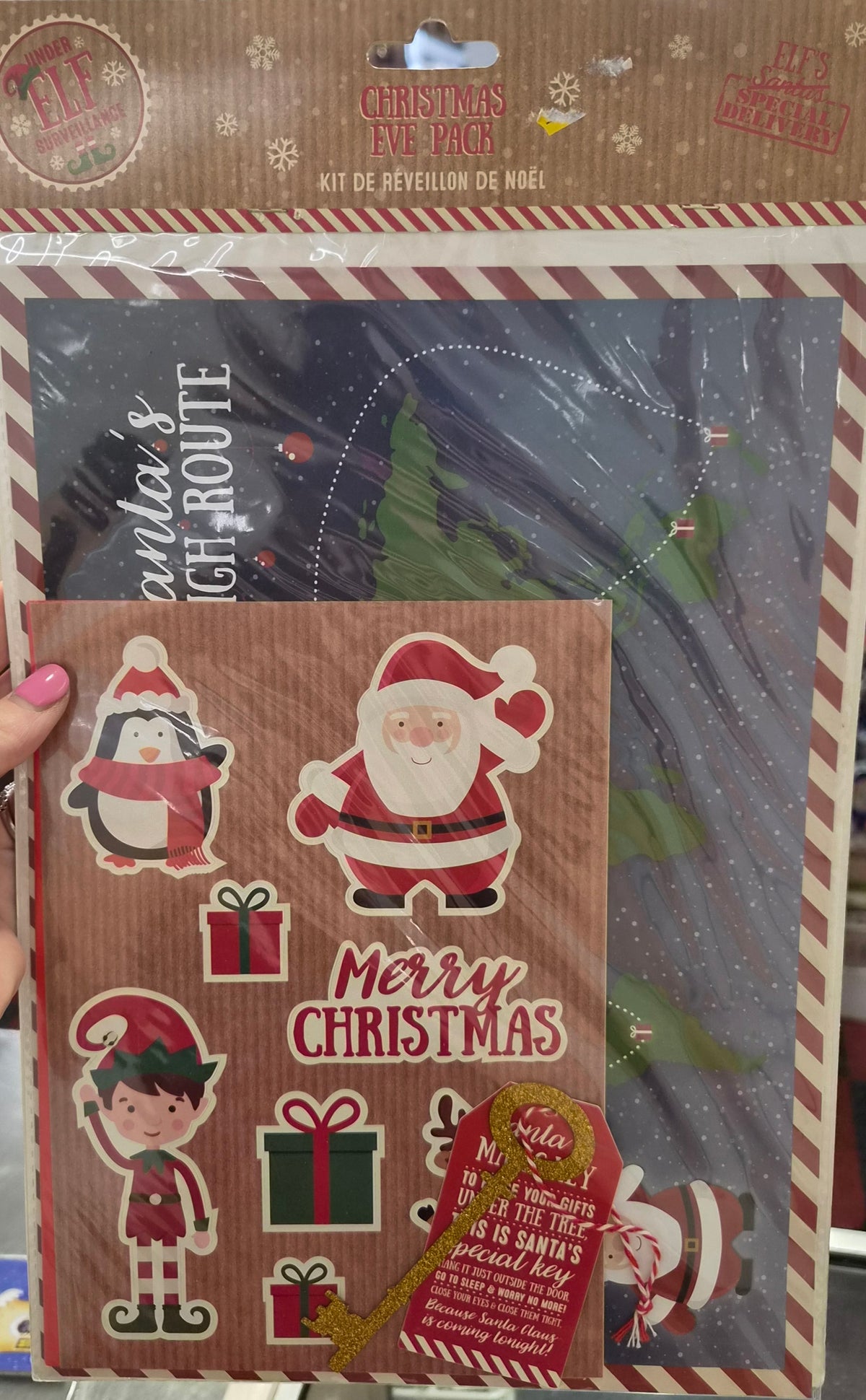 Christmas Eve Pack includes map, key, footprint stencil & stickers