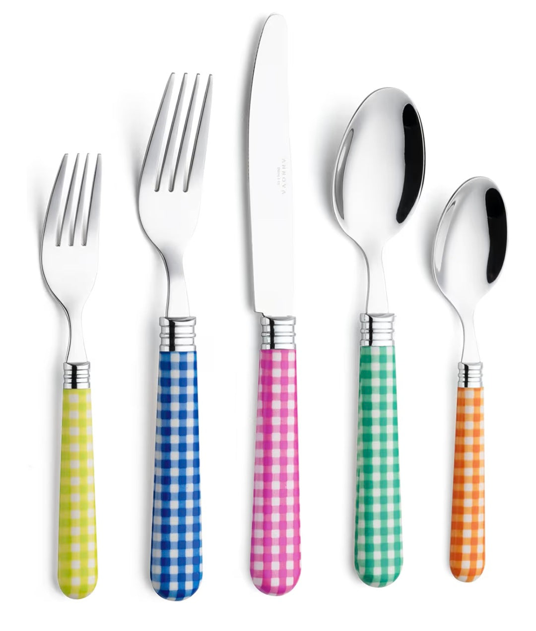 Annova Cutlery Set Stainless Steel with Color Handle - 4 x Dinner Knife; 4 x Dinner Fork; 4 x Salad Fork; 4 x Dinner Spoon; 4 x Dessert Spoon (Check Mix)