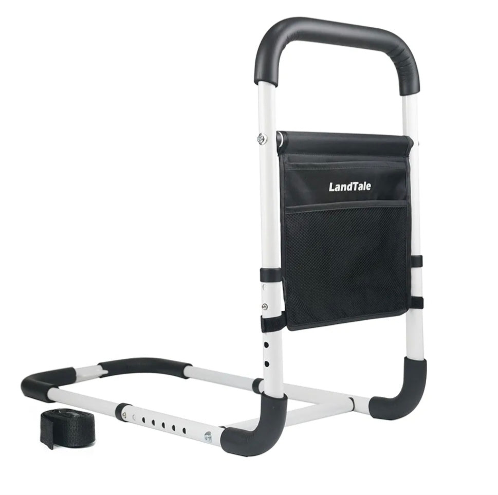 LandTale Bed Assist Rails Adjustable with Bag, Safety Bed Handle, Fall Prevention Hand Guard Grab Bar Bed Cane, Bed Rails for Elderly, Adults, Senior, Handicap, Disabled, Fit King, Queen, Full, Twin